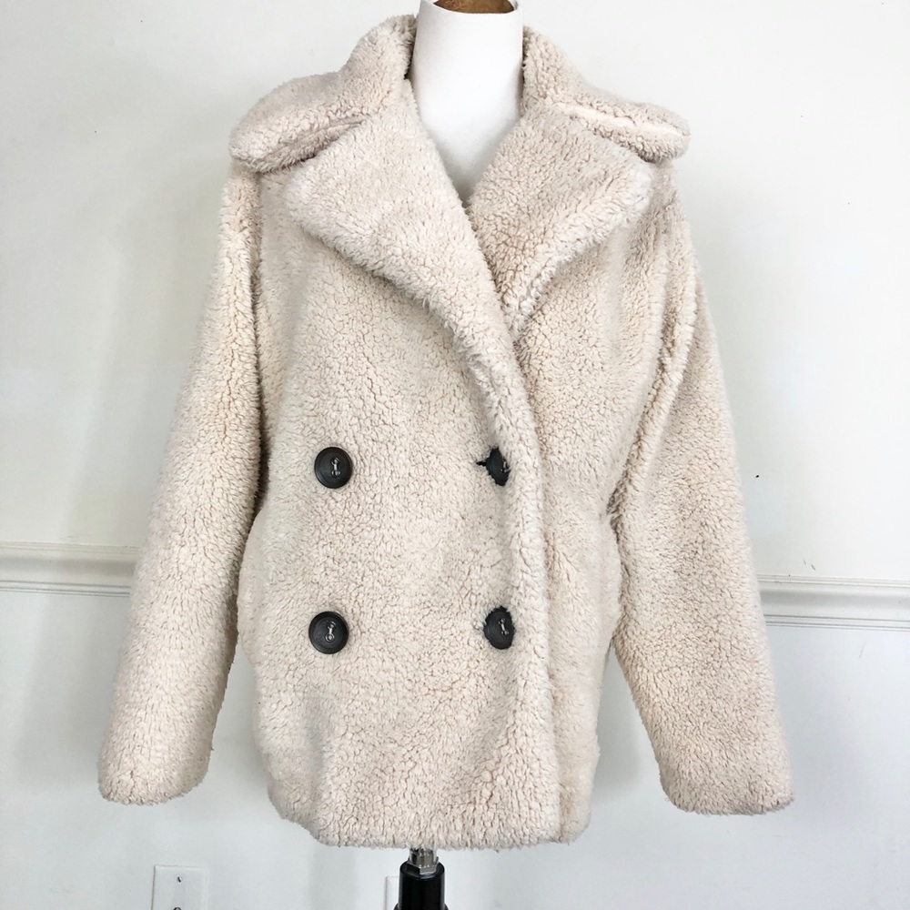 Free People Teddy  jacket cream XS faux fur - Picture 4 of 12